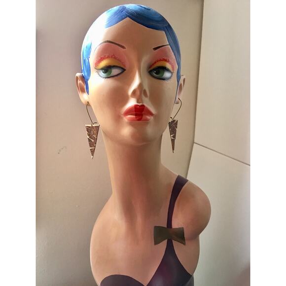 Artisan Handmade Geometric leather statement earrings - Picture 8 of 10